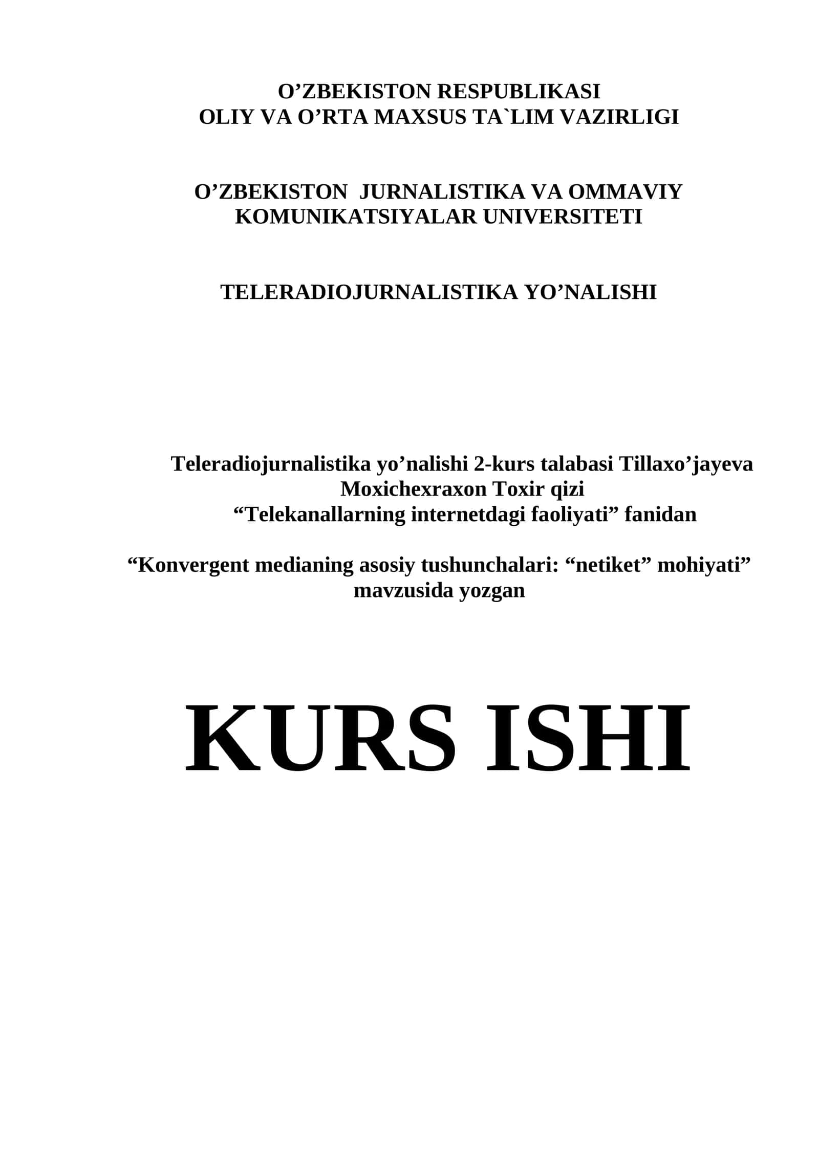 KONVERGENT MEDIANING ASOSIY TUSHUNCHALARI: “NETIKET” MOHIYATI