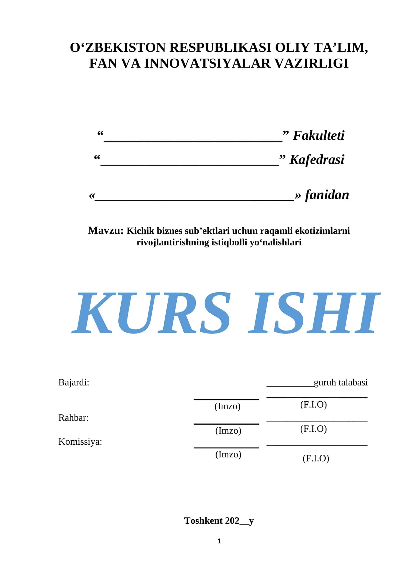 Kichik biznes sub’ektlari uchun raqamli ekotizimlarni rivojlantirishning istiqbolli yo‘nalishlari