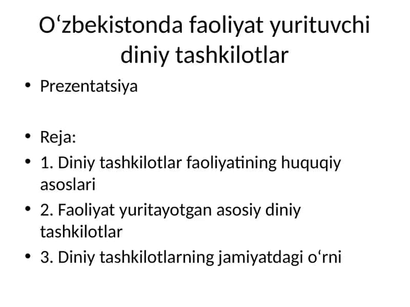 Oʻzbekistonda faoliyat yurituvchi diniy tashkilotlar