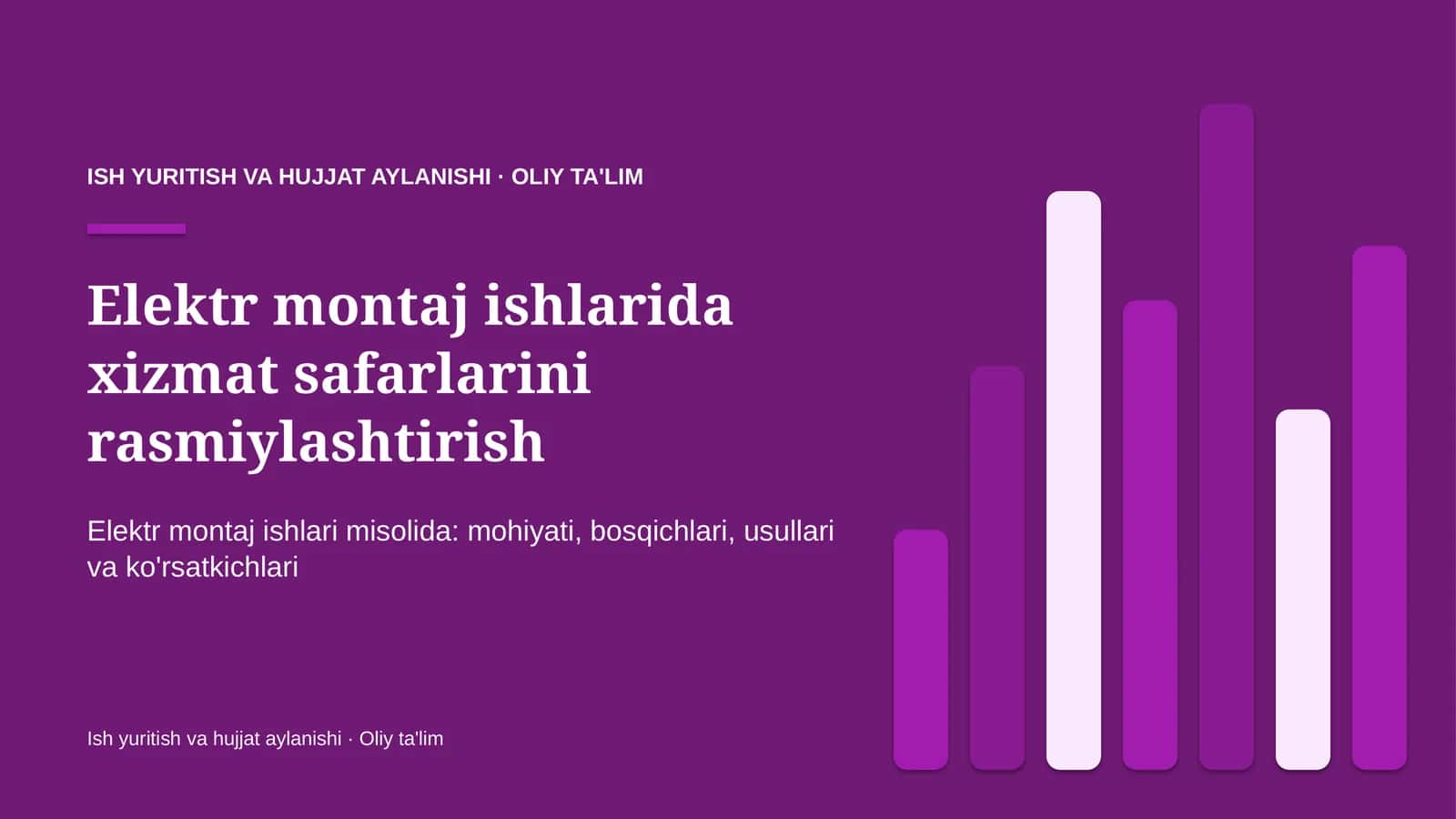Elektr montaj ishlarida xizmat safarlarini rasmiylashtirish