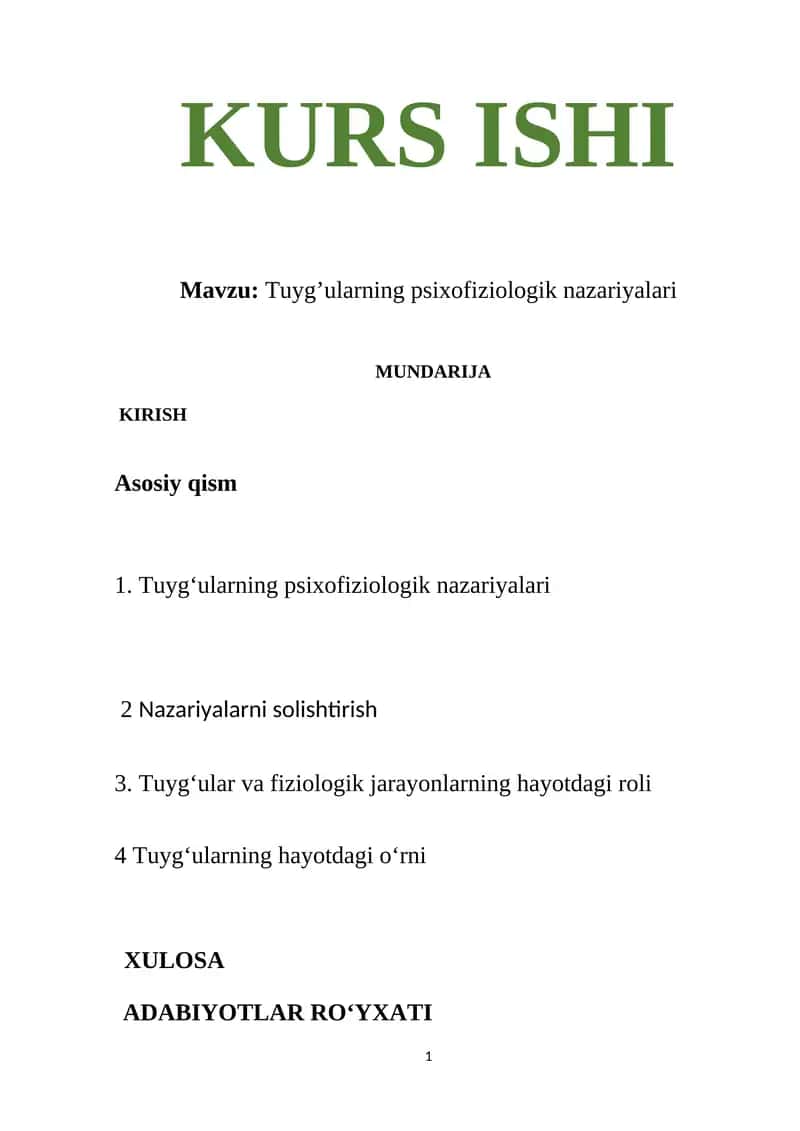 Tuyg’ularning psixofiziologik nazariyalari