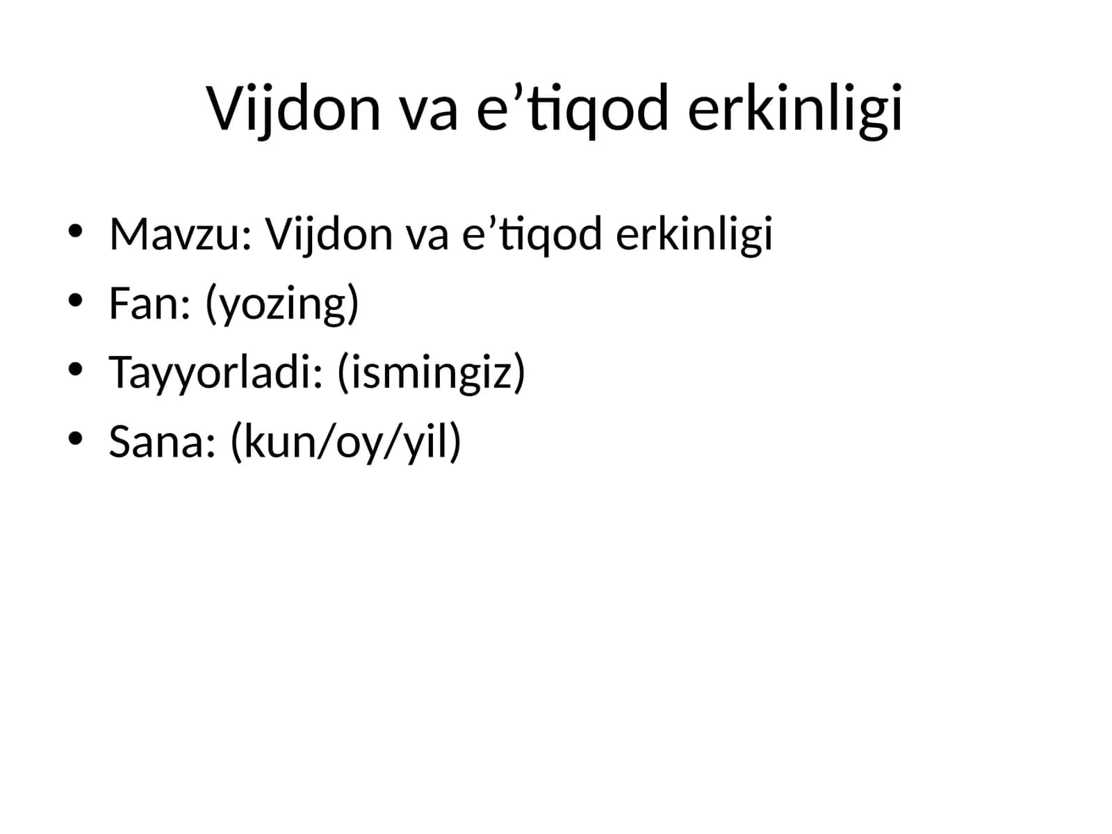 Vijdon va e’tiqod erkinligi