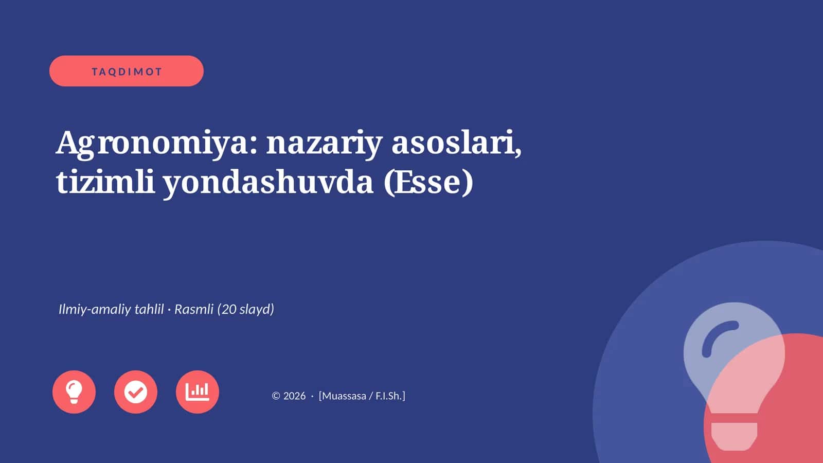 Agronomiya: nazariy asoslari, tizimli yondashuvda (Esse)