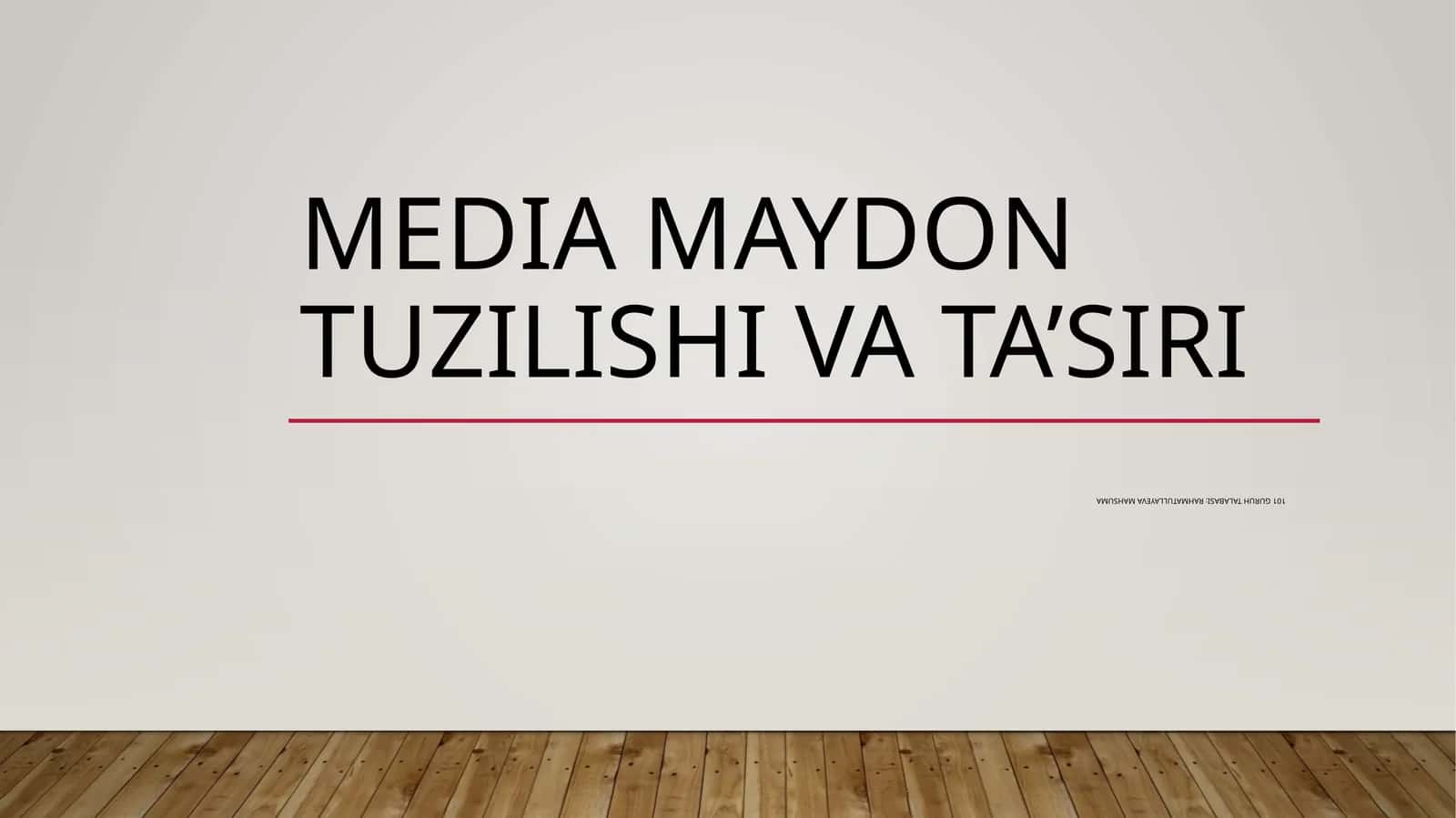 Media maydon tuzilishi va ta’siri
