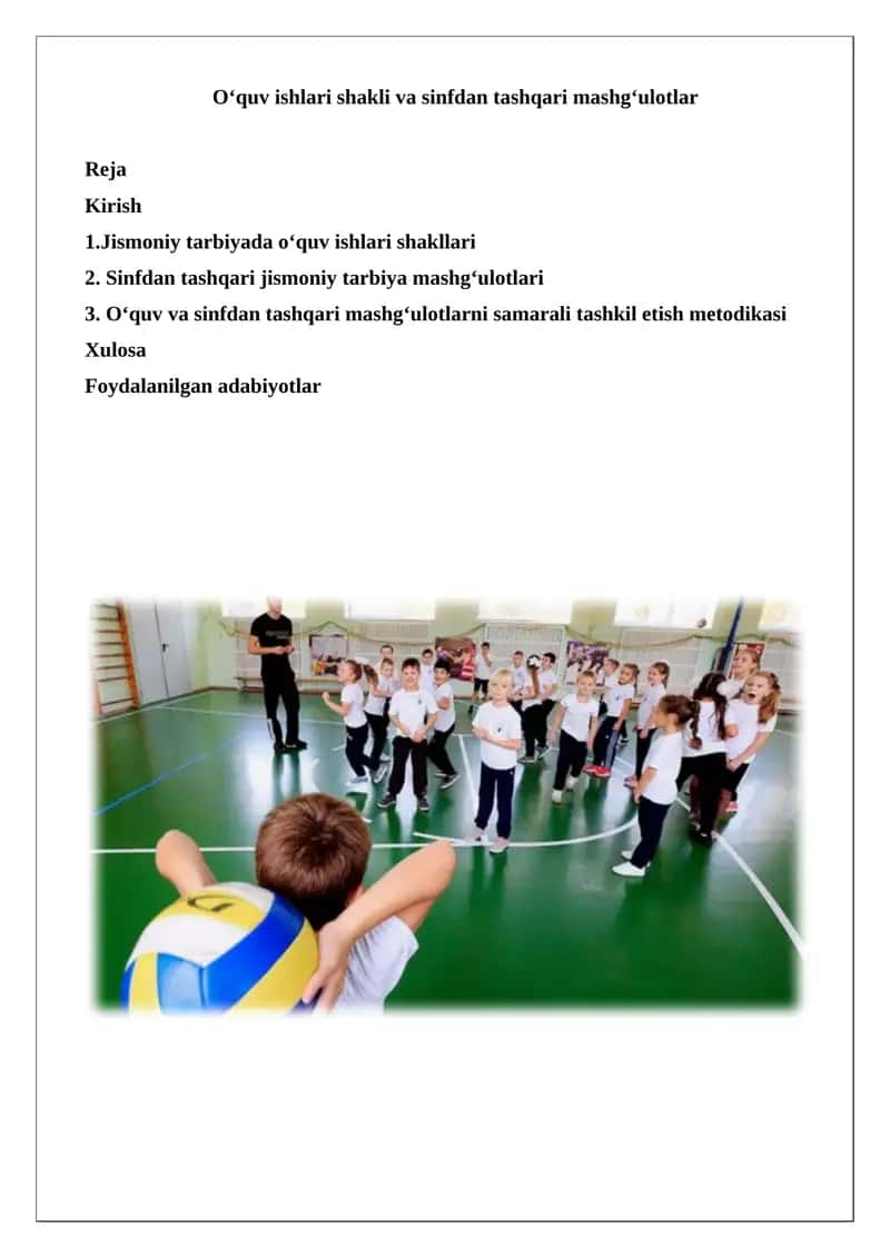 O‘quv va Sinfdan Tashqari Mashg‘ulotlarni Samarali Tashkil Etish Metodikasi