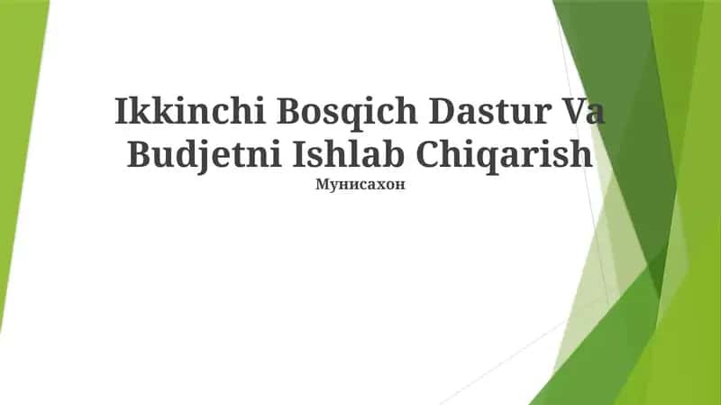 Ikkinchi Bosqich Dastur Va Budjetni Ishlab Chiqarish