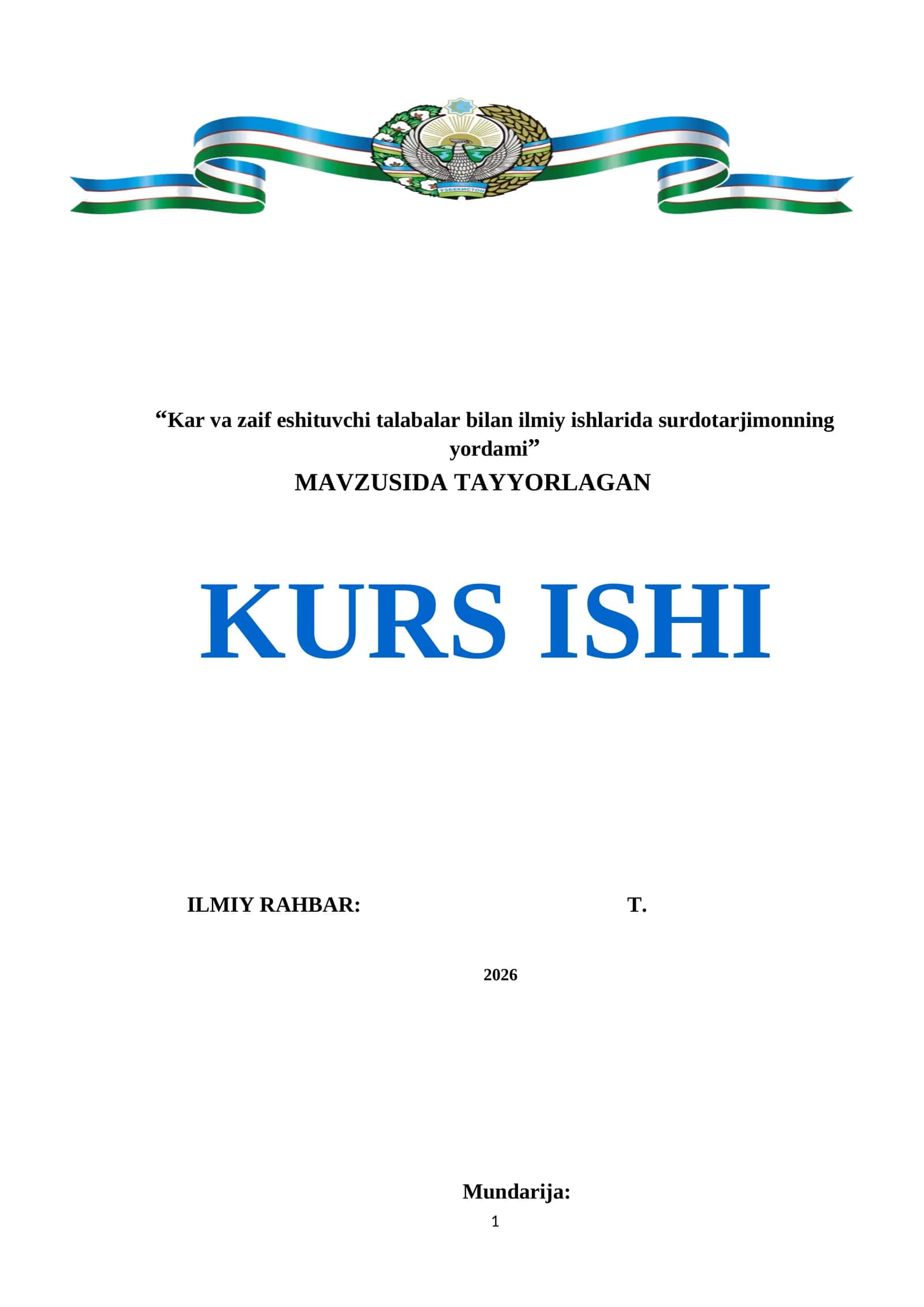 KAR VA ZAIF ESHITUVCHI TALABALAR BILAN ILMIY ISHLARIDA SURDOTARJIMONNING YORDAMI