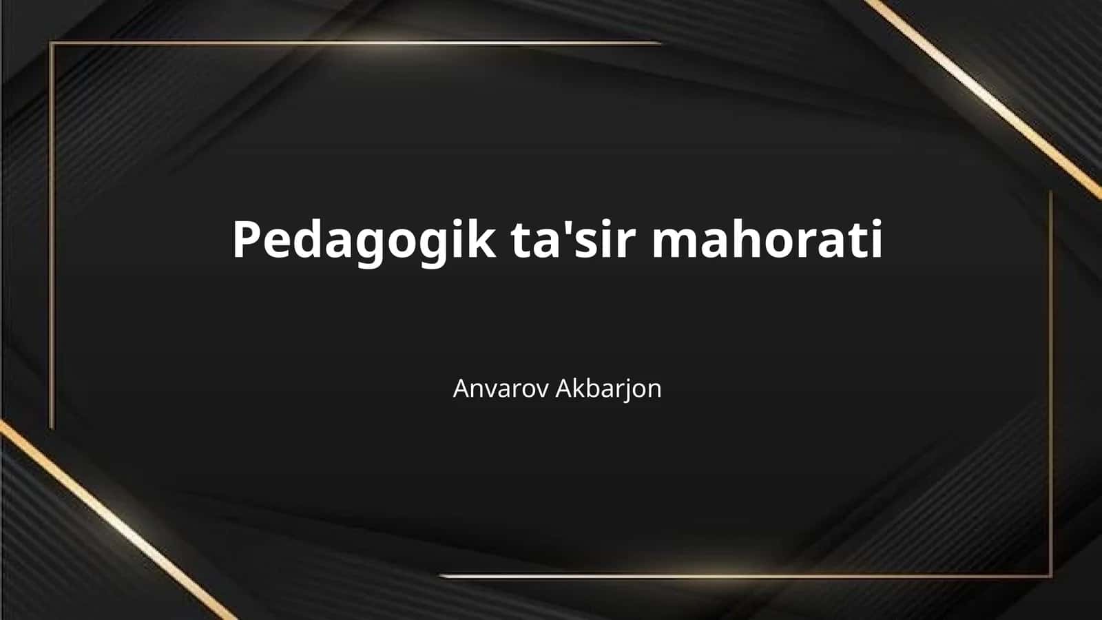 Pedagogik ta'sir mahorati