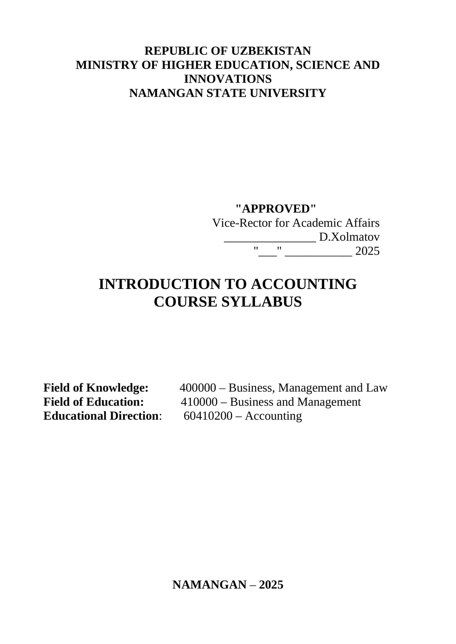 Introduction to Accounting