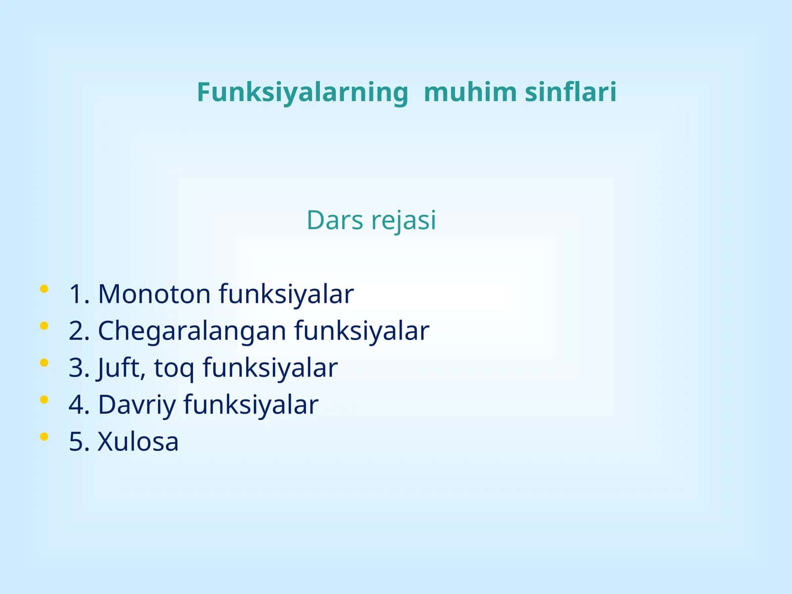 Funksiyalarningmuhimsinflari