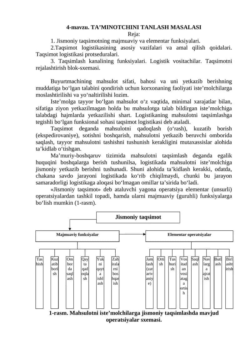 4-mavzu. TA’MINOTCHINI TANLASH MASALASI
