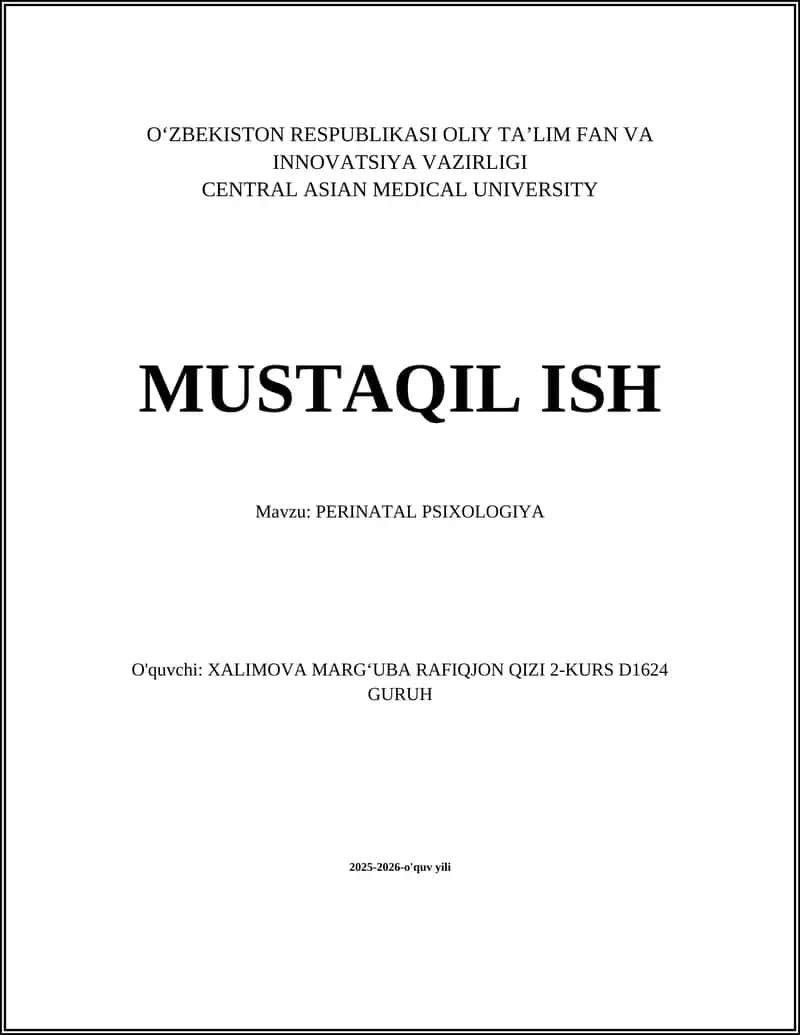 PERINATAL PSIXOLOGIYA