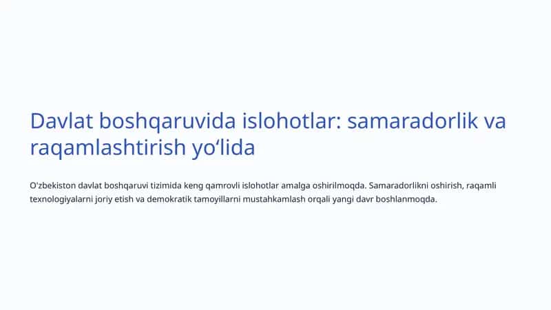 Davlat boshqaruvida islohotlar