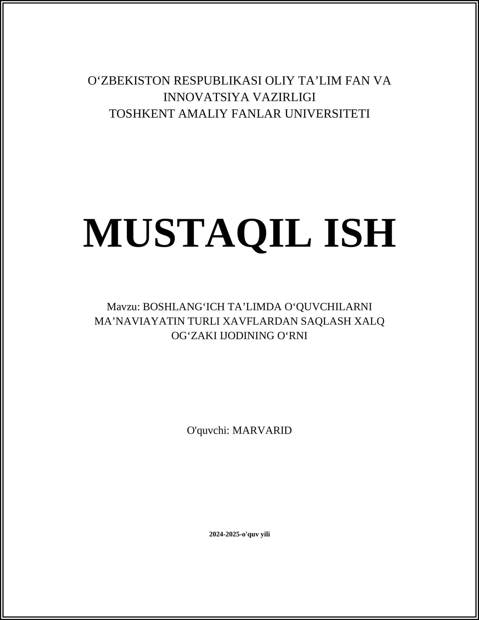 Xalq ogʻzaki ijodi