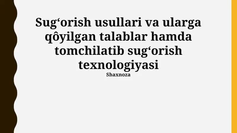 Tomchilab sug'orish texnologiyasi