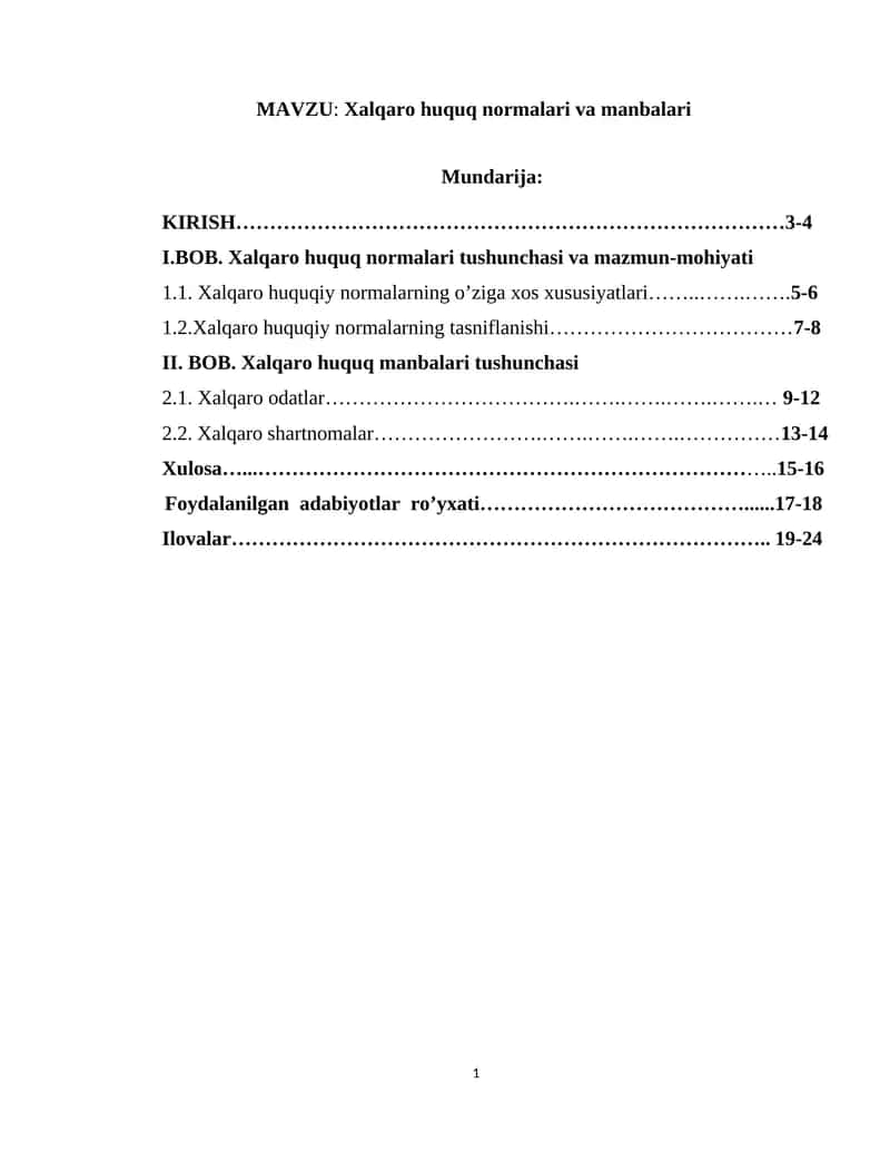 Xalqaro huquq normalari va manbalari