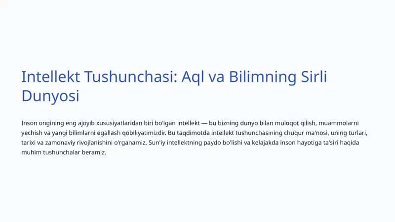 Intellekt Tushunchasi: Aql va Bilimning Sirli Dunyosi