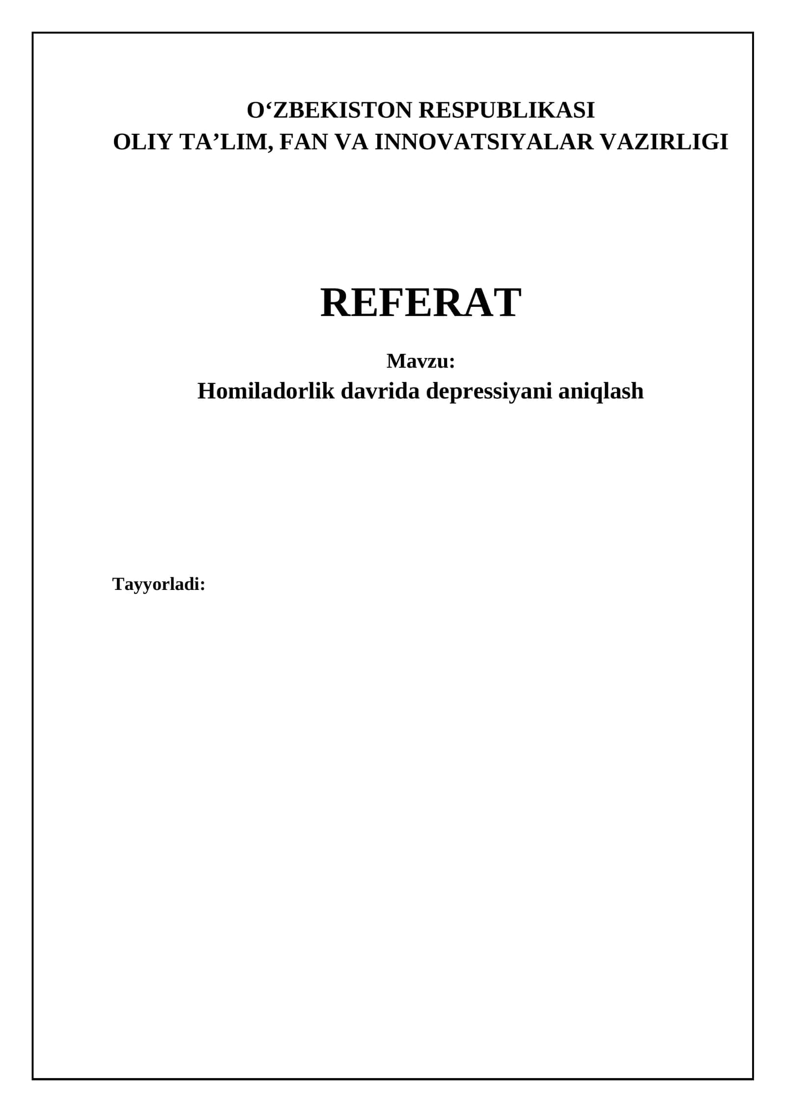 Homiladorlik davrida depressiyani aniqlash
