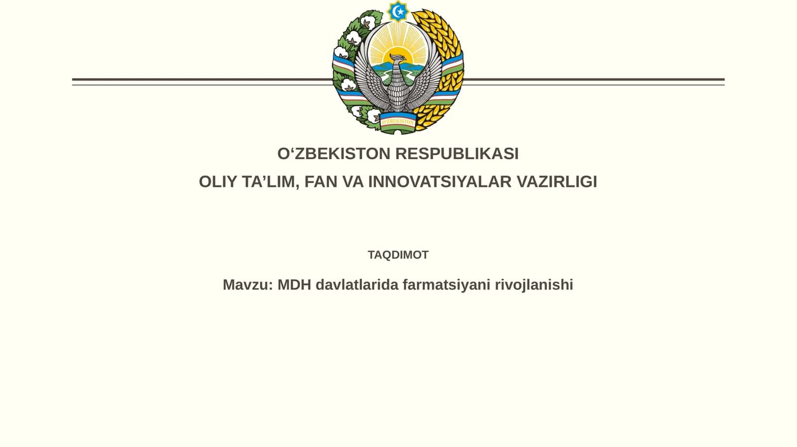 MDH davlatlarida farmatsiyanirivojlanishi