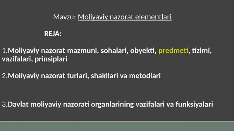 Moliyaviynazorat elementlari