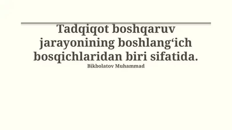 Tadqiqot boshqaruv jarayoni