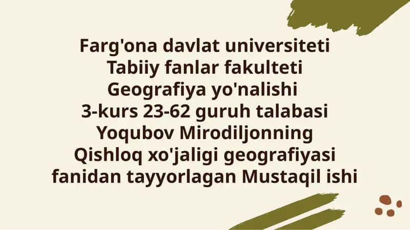 Qishloqxo'jaligi Va Ekologik Muammolar