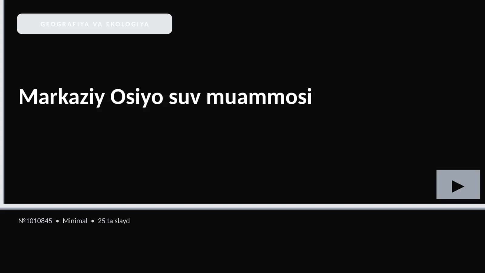 Markaziy Osiyo suv muammosi