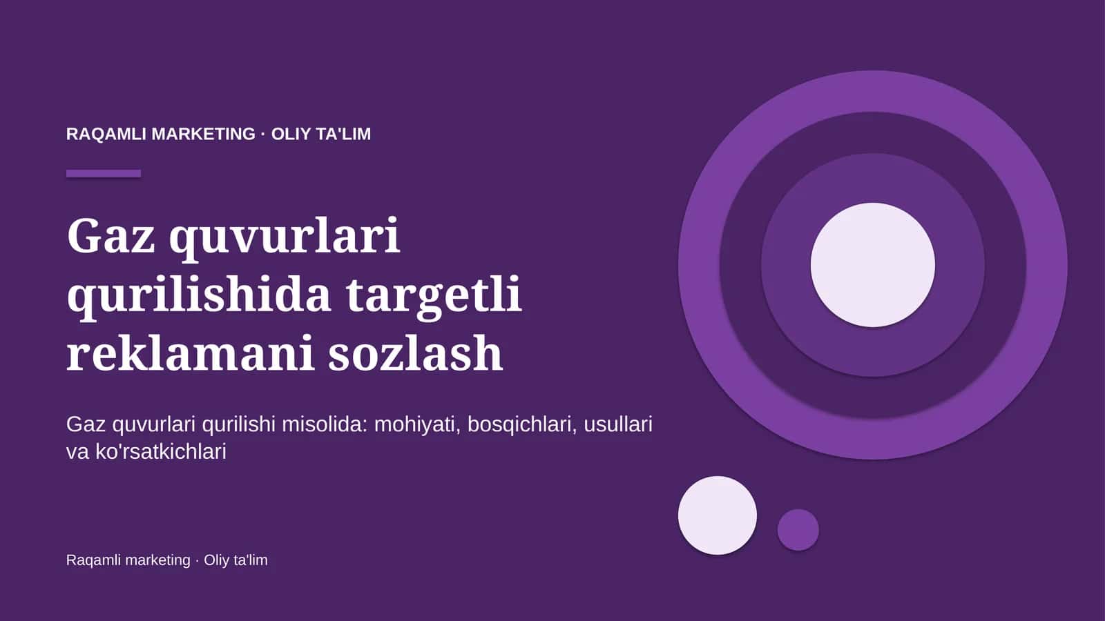 Gaz quvurlari qurilishida targetli reklamani sozlash