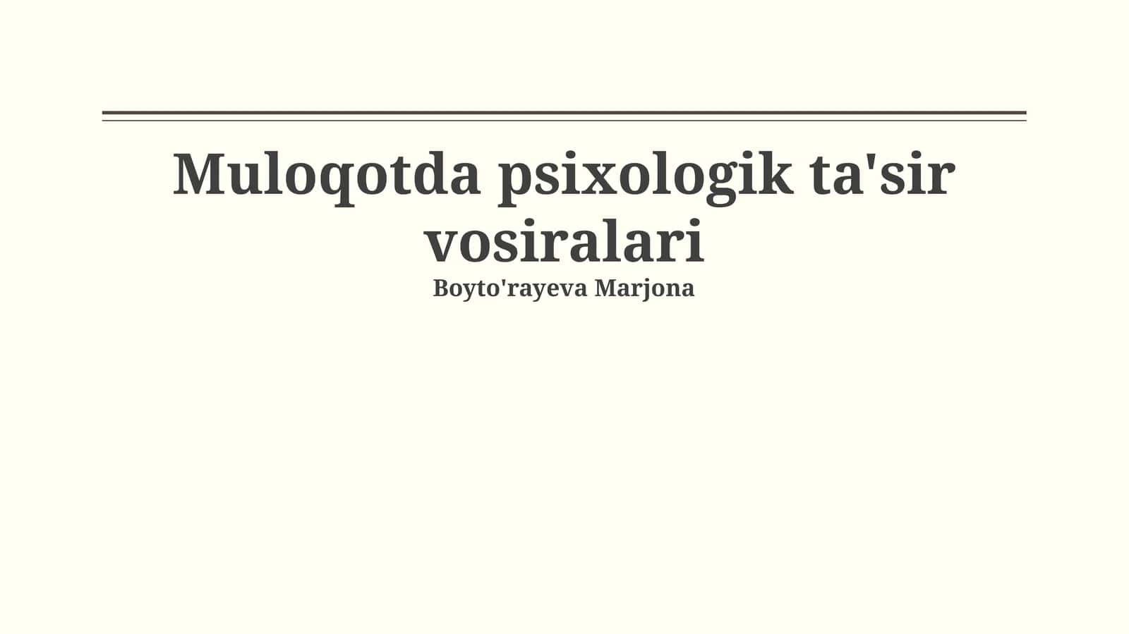 Muloqotda psixologik ta'sir vosiralari