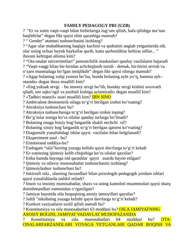 FAMILY PEDAGOGY PRI (UZB)?