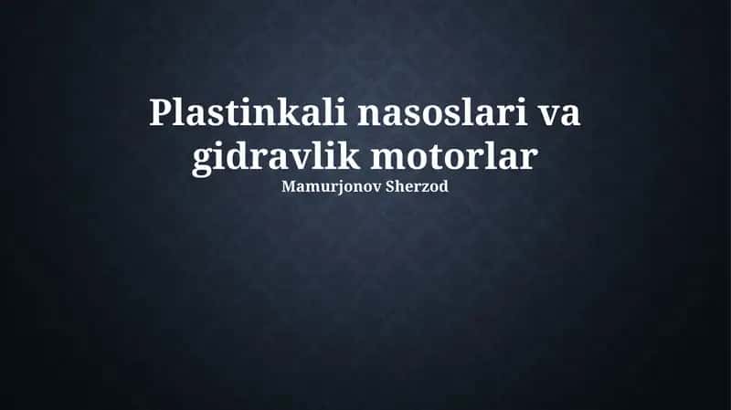 Vane nasoslari va gidravlik motorlarining qo'llanilishi