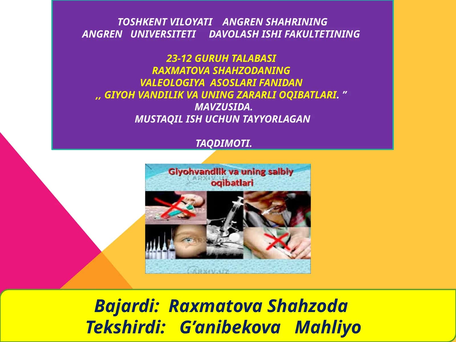 Giyohvandlikning sabablari