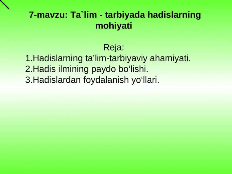 Ta`lim - tarbiyada hadislarning mohiyati