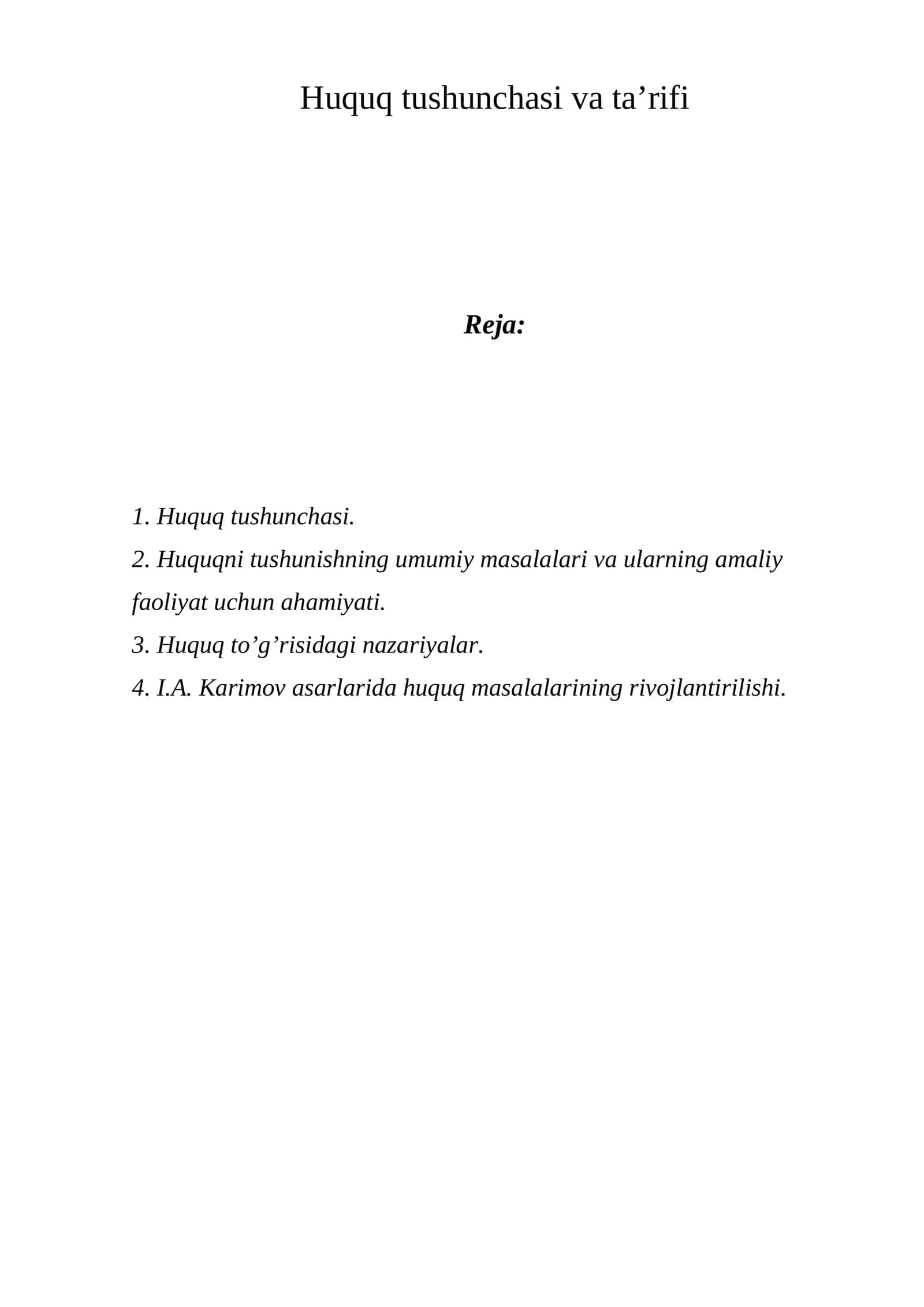 Huquq tushunchasi va ta’rifi