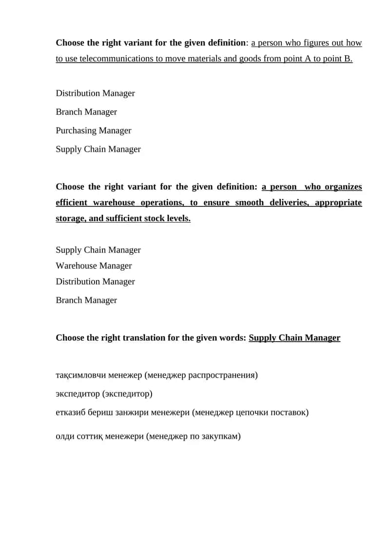 Supply Chain Manager