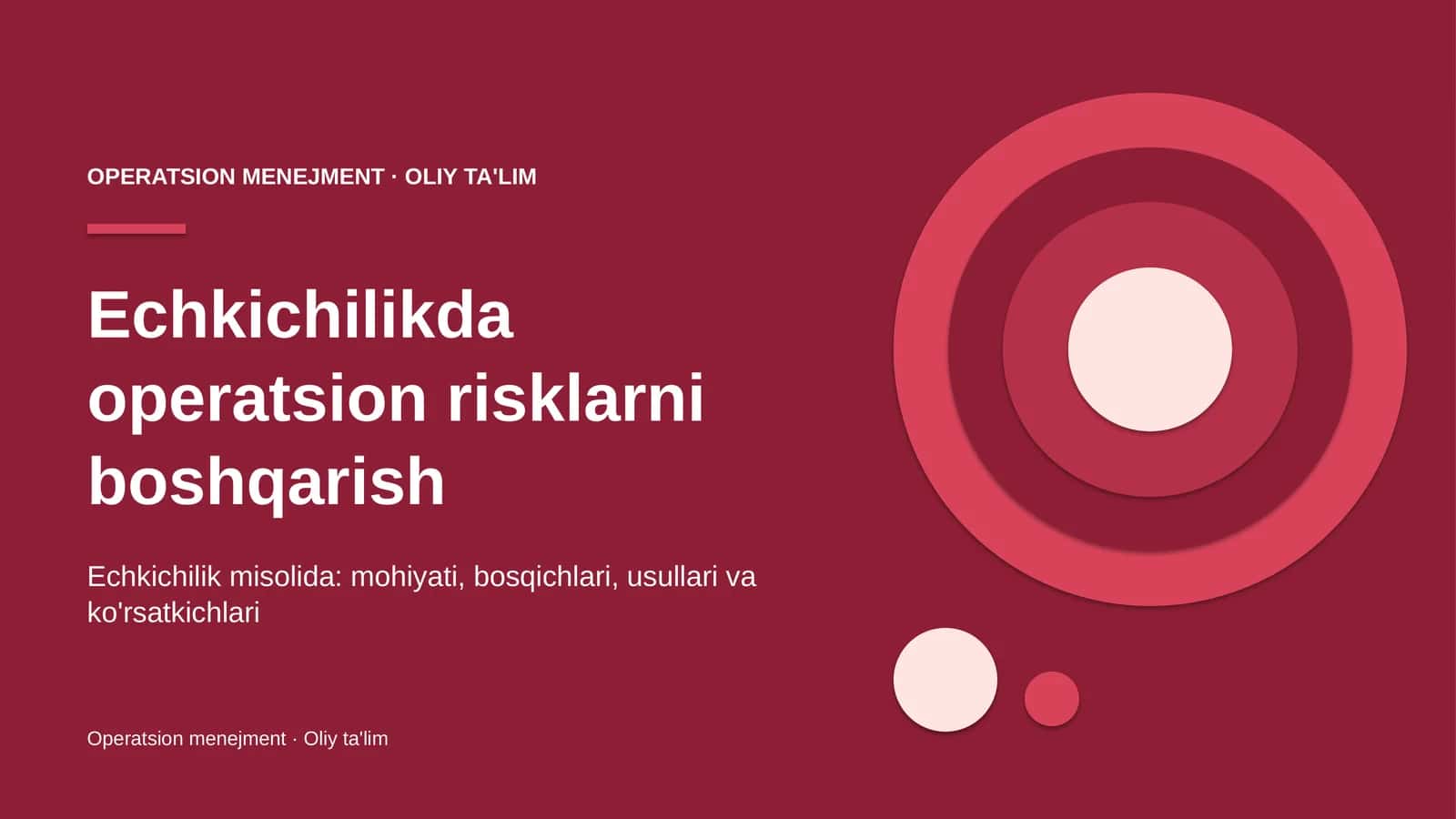 Echkichilikda operatsion risklarni boshqarish
