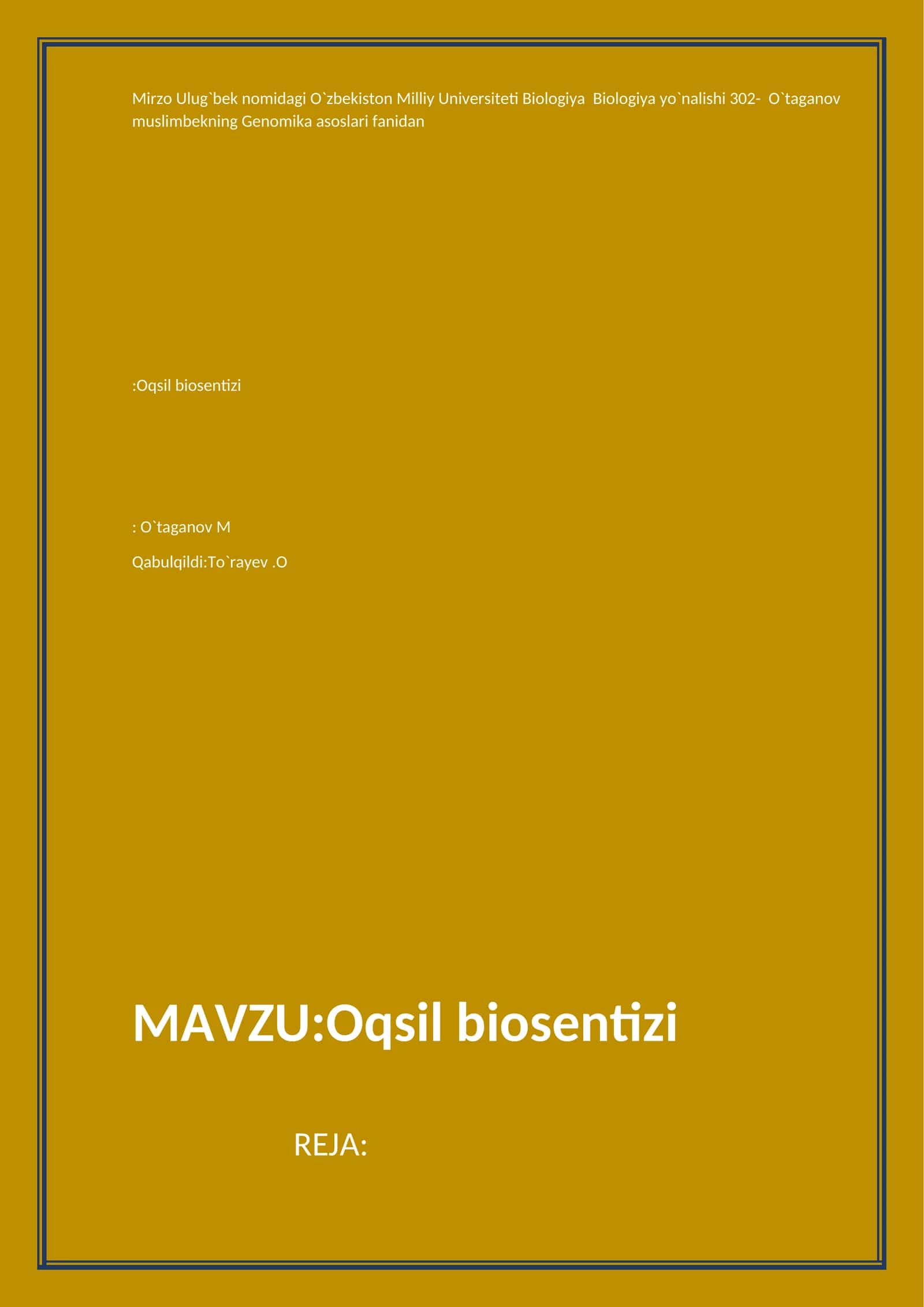 Oqsil biosentizi