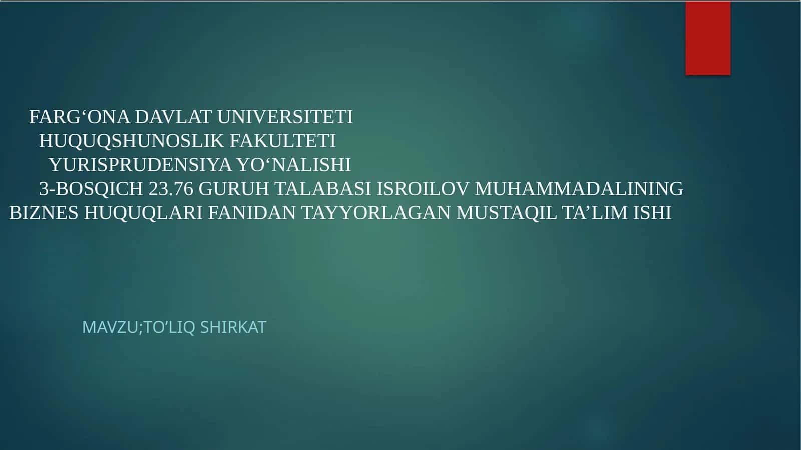 Biznes huquqshunoslik