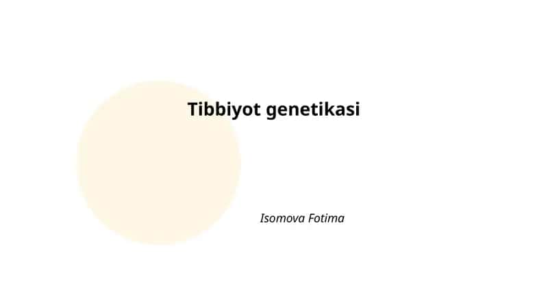 Tibbiyot genetikasi