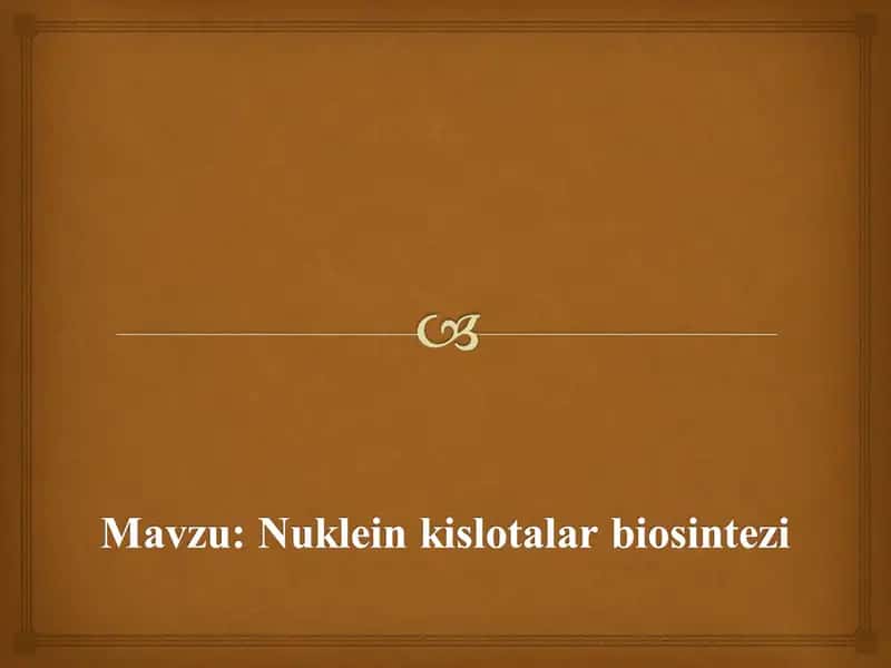 nuklein kislotalar biosintezi