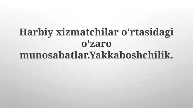 Yakkaboshchilikning mohiyati
