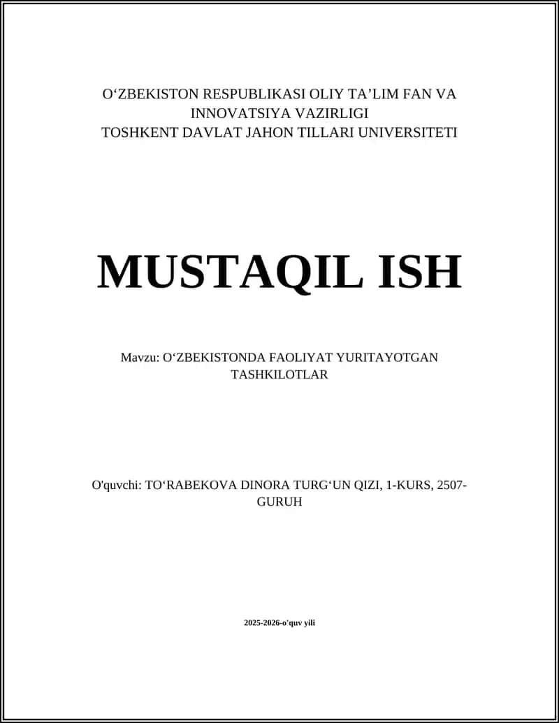 Tashkiliy-huquqiy shakllar va ularning xususiyatlari (MChJ, AJ, yakka tartibdagi tadbirkor)