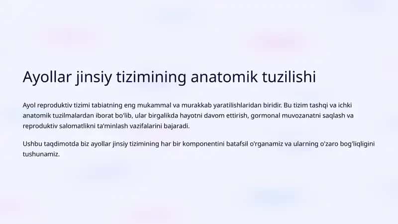 Ayollar jinsiy tizimining anatomik tuzilishi