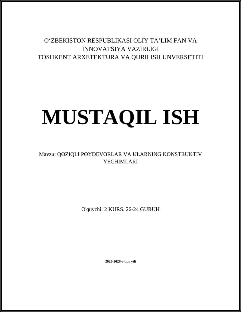 Qozikli Poydevorlar va Ularning Konstruktiv Yechimlari