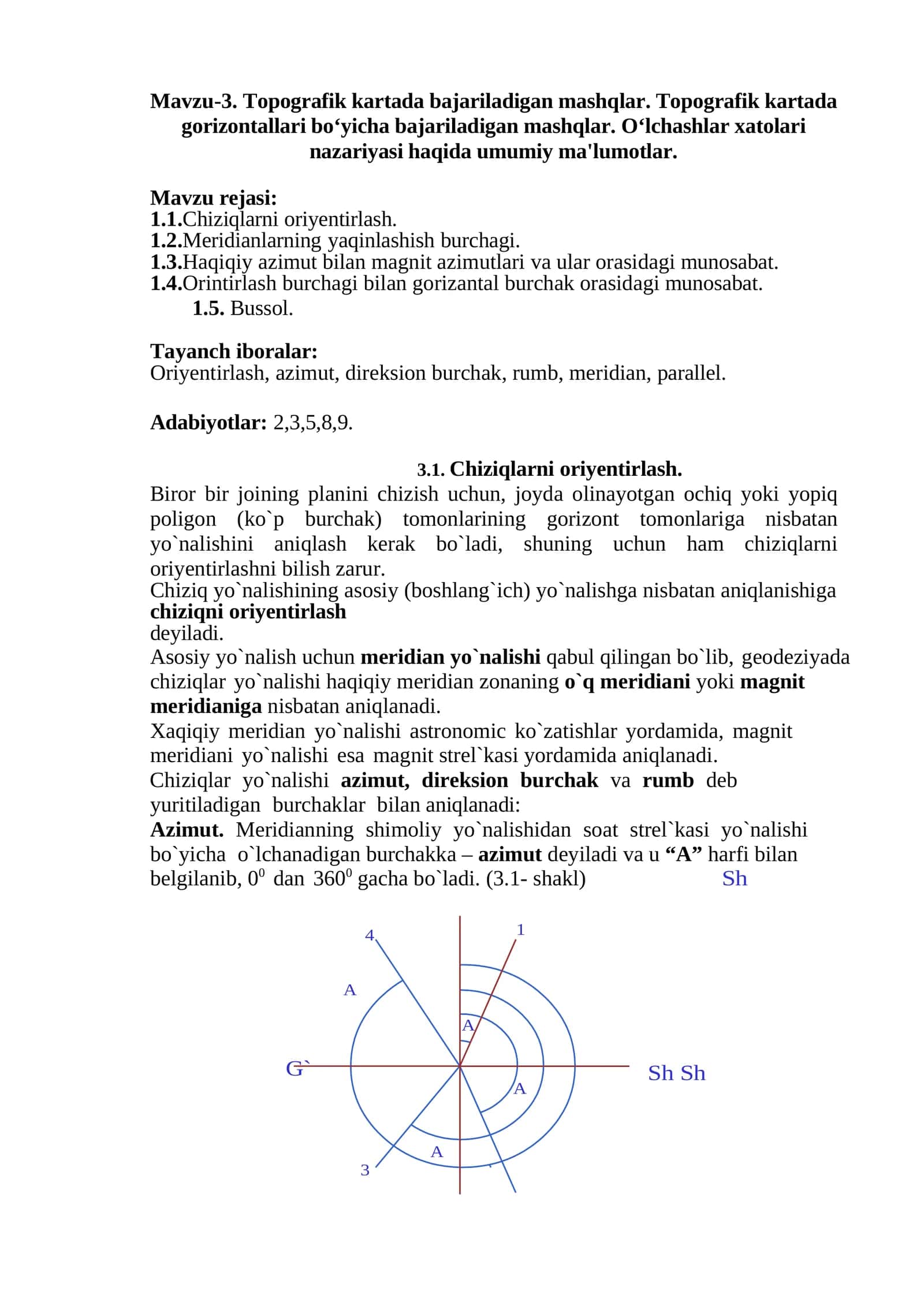 Topografik kartada bajariladigan mashqlar
