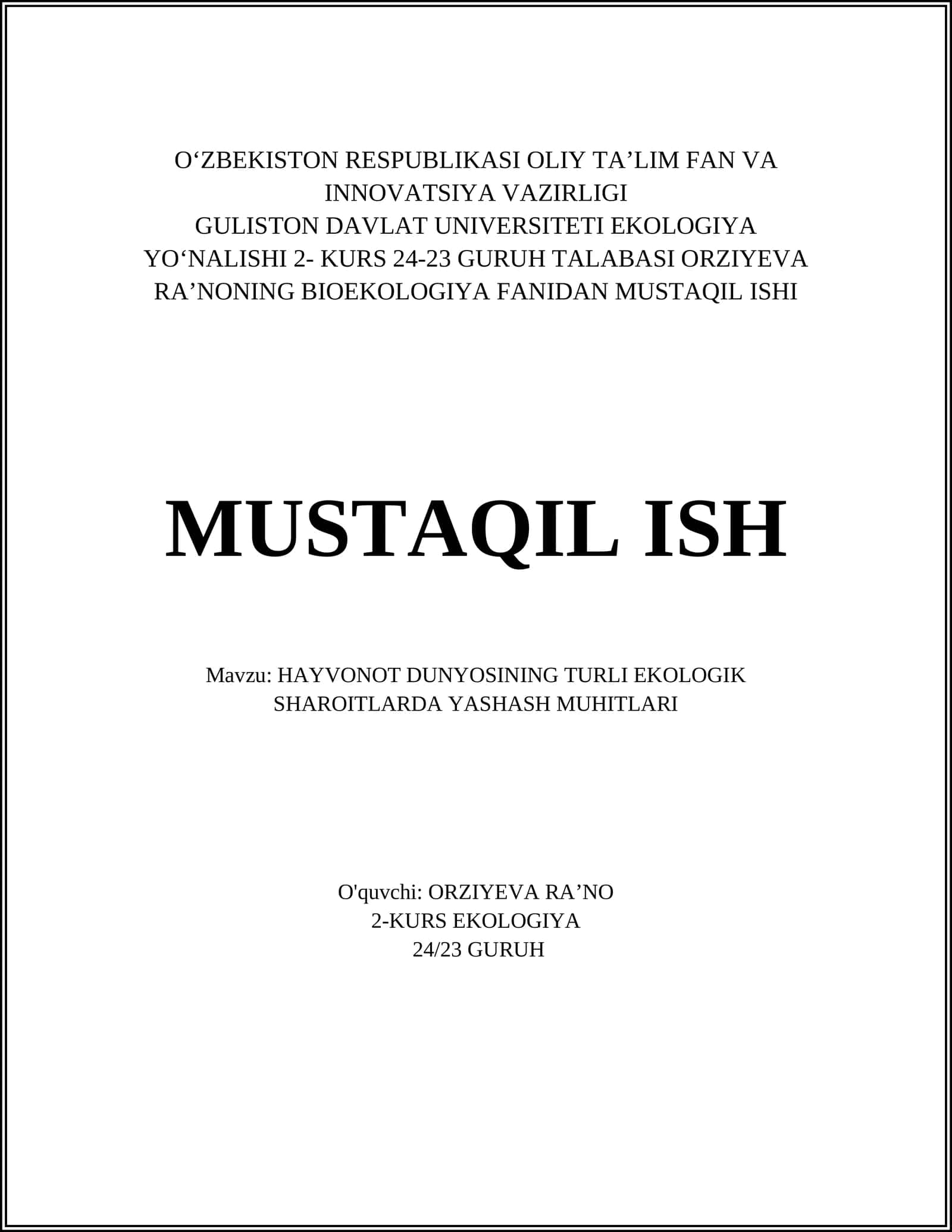 Tundra sharoitida hayvonlar yashashi