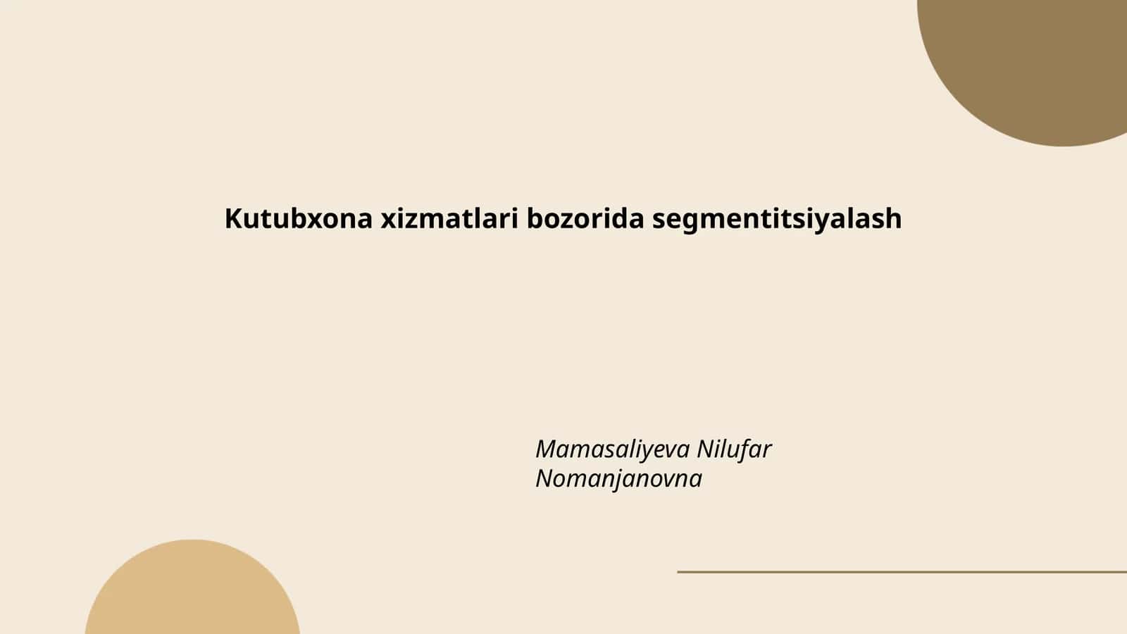 Kutubxona xizmatlari bozorida segmentitsiyalash