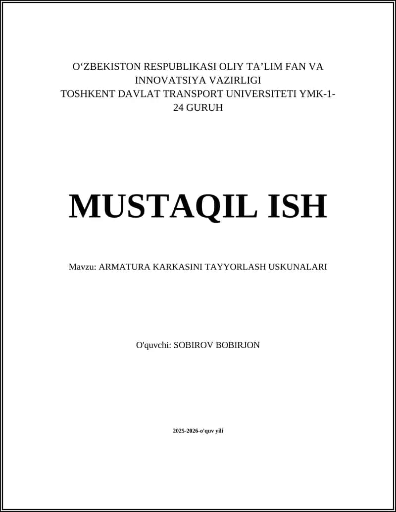 Armatura Karkasini Tayyorlash Uskunasi