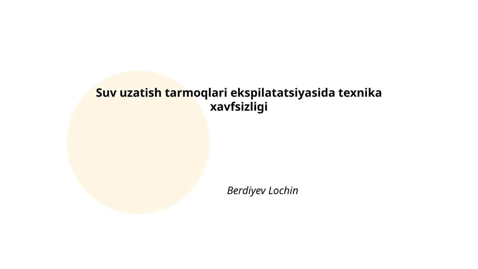Suv uzatish tarmoqlari ekspilatatsiyasida texnika xavfsizligi