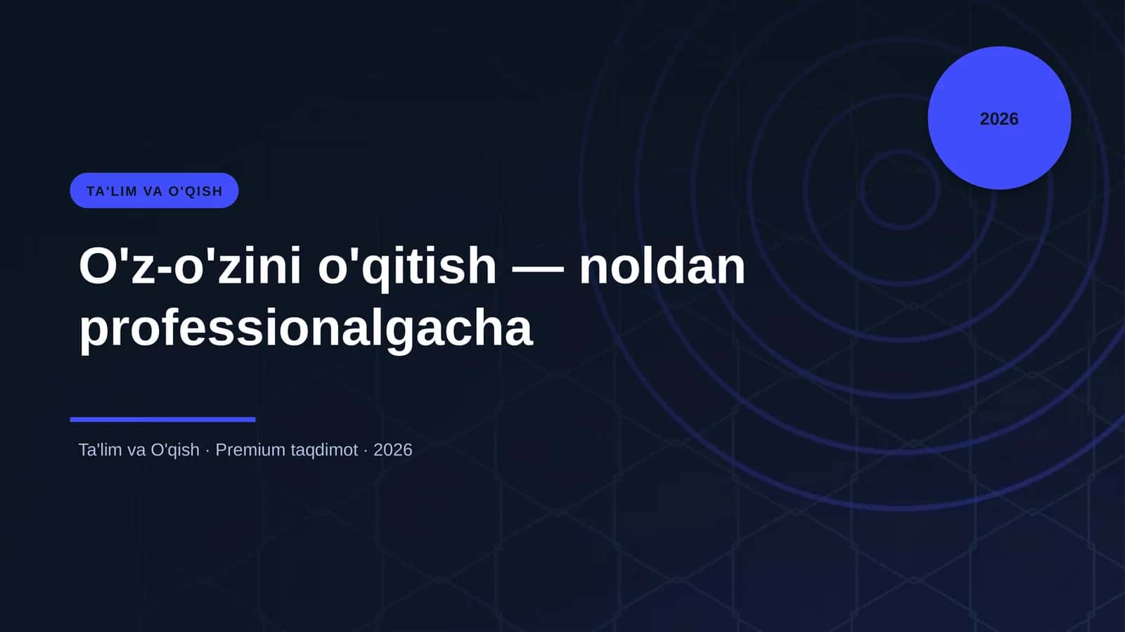 O'z-o'zini o'qitish — noldan professionalgacha